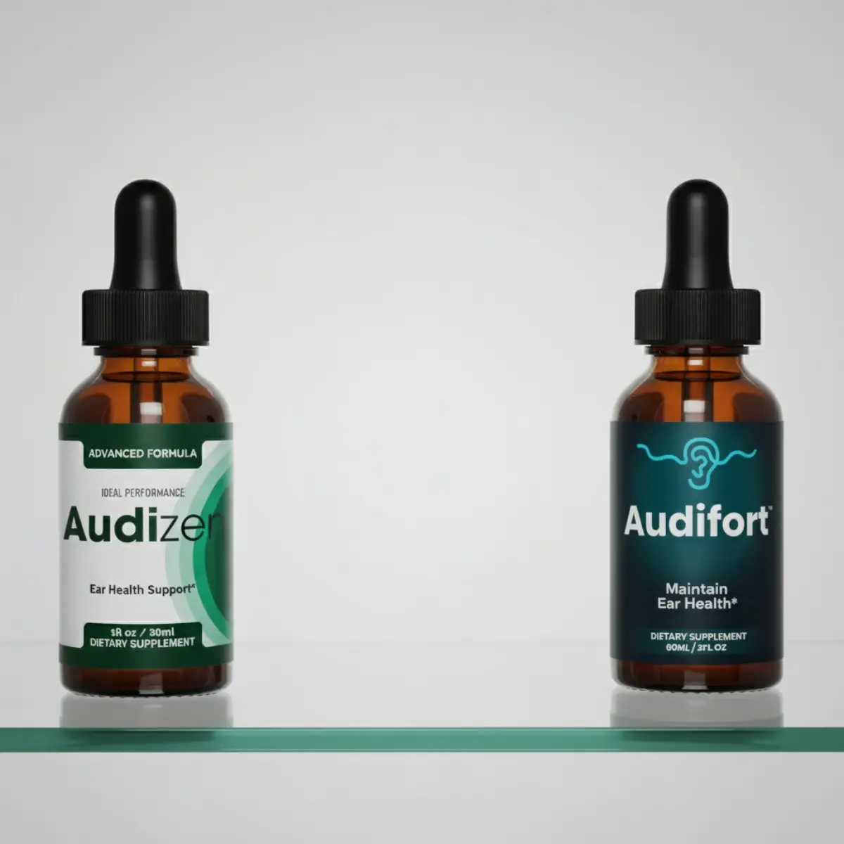 A graphic comparing key features of Audizen and Audifort side-by-side.